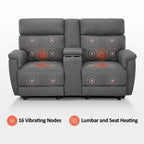 Canapé inclinable électrique MCombo 60,2 po avec massage et double chauffage, appuie-tête réglable, ports USB et Type C, tissu