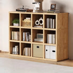 Bibliothèque moderne horizontale en bois à 8 cubes, finition naturelle