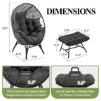FINCATI Fauteuil Œuf d'intérieur, Fauteuil Œuf d'extérieur 200 kg, Fauteuil Œuf surdimensionné avec pouf, Fauteuil Œuf de luxe confortable avec repose-pieds