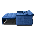 Causeuse futon moderne en velours avec dossier inclinable et poches, 2 places — Gris foncé / Gris clair / Bleu / Noir
