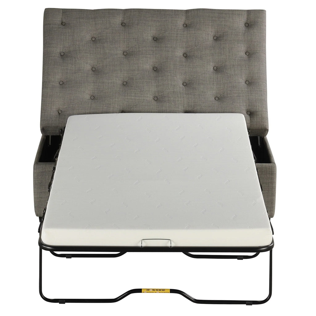 Pouf lit pliant, pouf de 126 cm avec lit pliant, pouf-lit convertible avec matelas à mémoire de forme et design capitonné