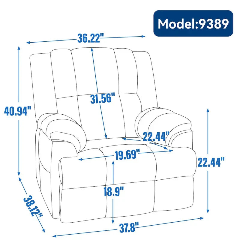 Fauteuil Inclinable Pivotant à Bascule Lazy Boy, Grand Fauteuil Inclinable Manuel Rembourré avec Accoudoirs et Dossier Capitonnés