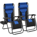 Yaheetech Lot de 2 chaises longues de jardin/camping zéro gravité rembourrées 66 cm avec accoudoirs et oreiller