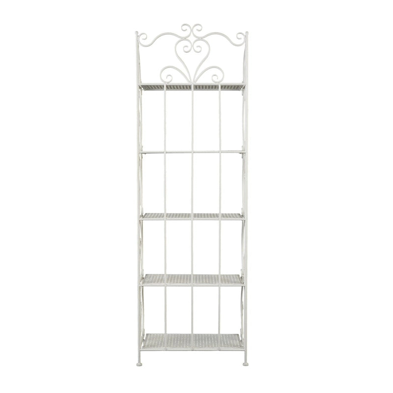Étagère de Boulanger Pliable Haute à 5 Niveaux en Métal Décoratif pour Intérieur/Extérieur - Or ou Blanc - Roche River Decor