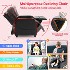 Fauteuil inclinable pour enfants Gymax Canapé ergonomique en cuir avec repose-pieds