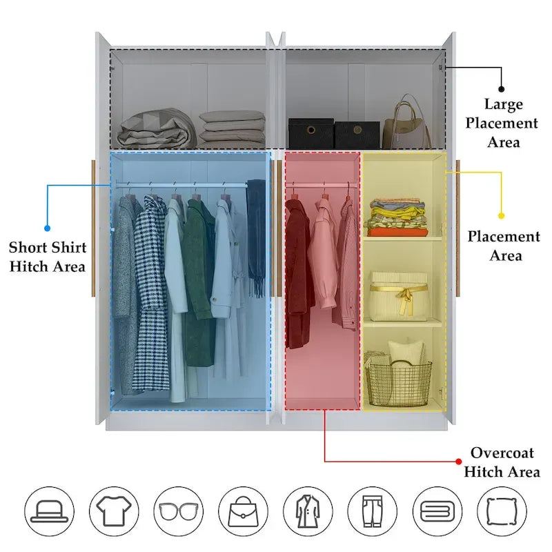 Armoire moderne autoportante en bois massif avec étagères de rangement