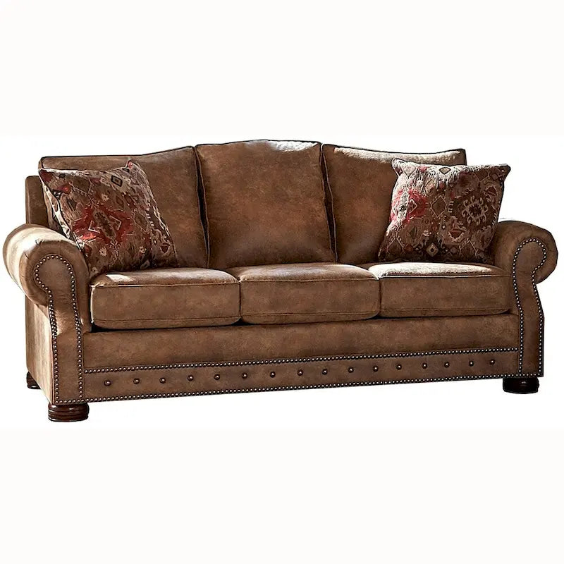 Canapé-lit Rancho en tissu suédine marron rustique – 37 x 86 x 40