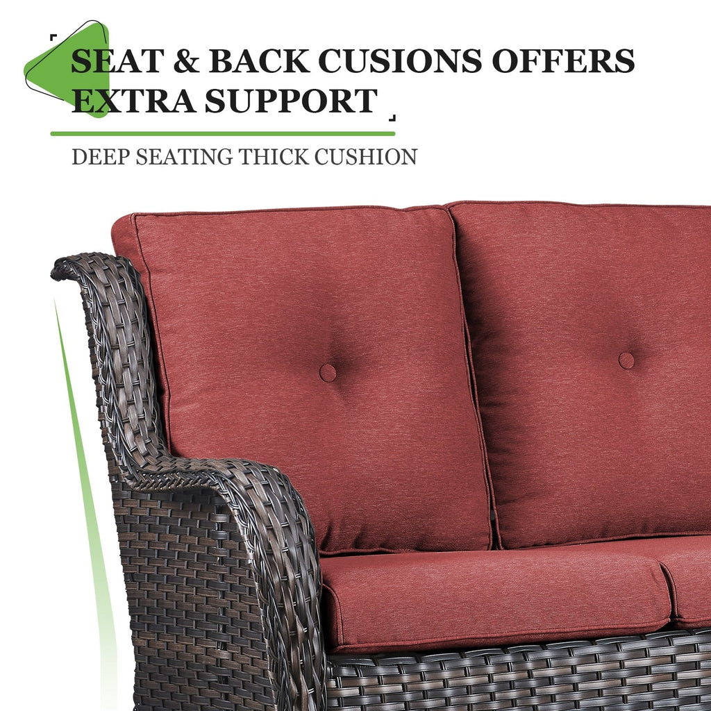 Gymojoy Canapé d'extérieur deux places en rotin Wicker Sofa Set