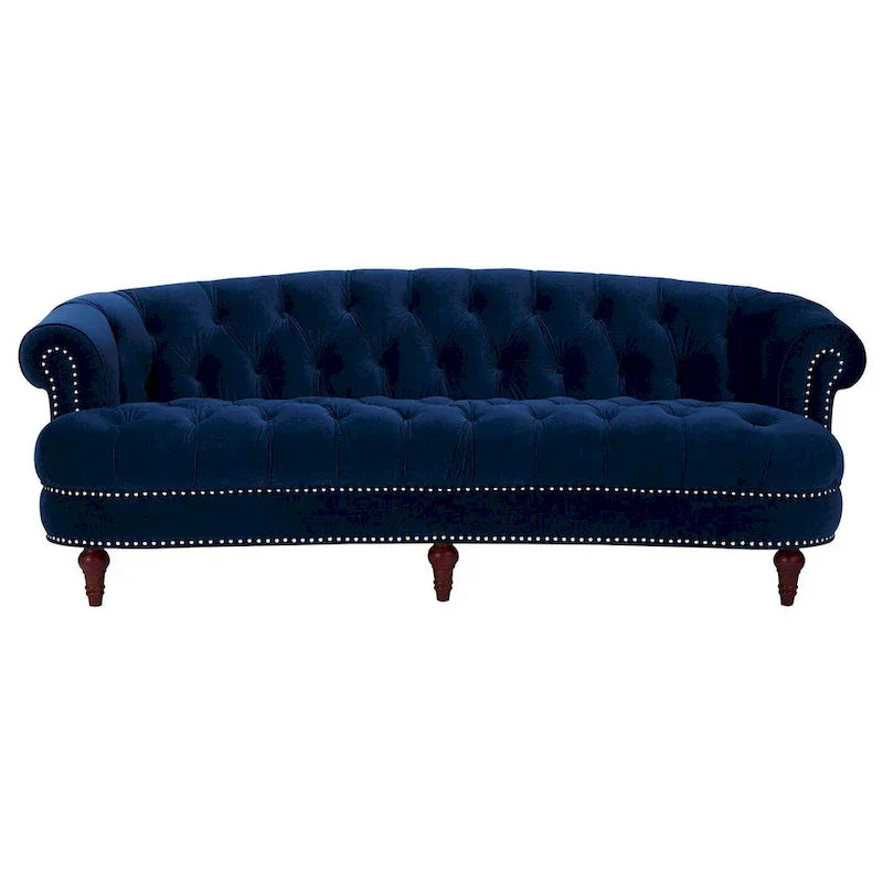 Canapé capitonné chesterfield La Rosa 84 en velours, style moderne du milieu du siècle