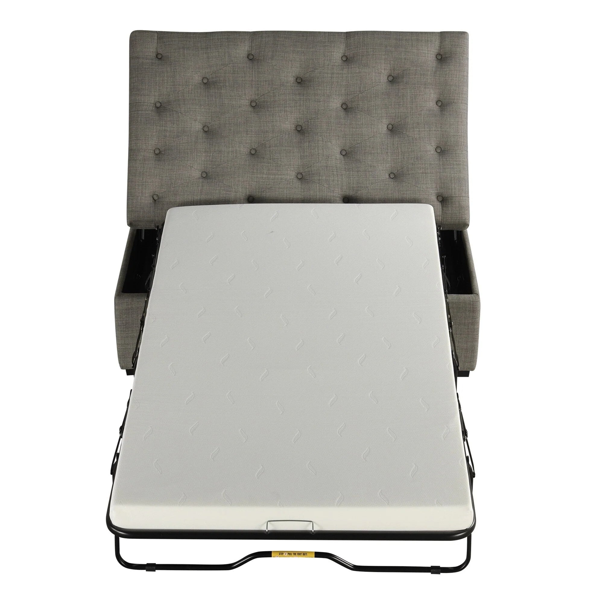 Pouf lit pliant, pouf de 126 cm avec lit pliant, pouf-lit convertible avec matelas à mémoire de forme et design capitonné