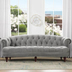 Canapé capitonné chesterfield La Rosa 84 en velours, style moderne du milieu du siècle