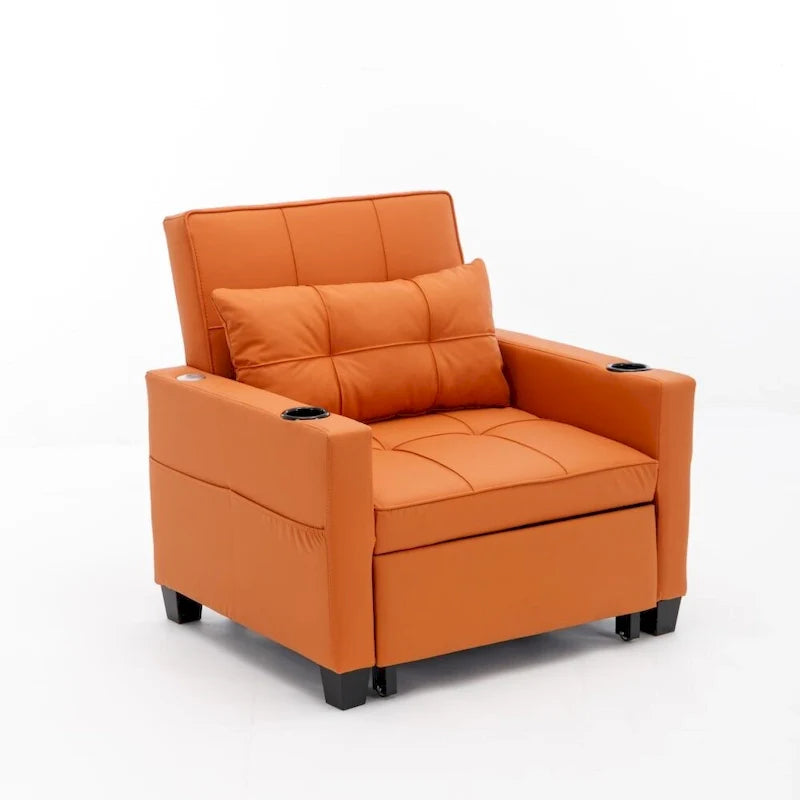 Fauteuil Lit Futon Convertible Fauteuil 3-en-1 Fauteuils Lits avec Ports USB