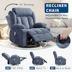 Fauteuil inclinable, Fauteuils à bascule avec massage et chauffage, Poches latérales et porte-gobelet