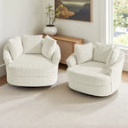 DREAMSIDEA Lot de 2 fauteuils pivotants recouverts de tissu, accoudoirs encastrés