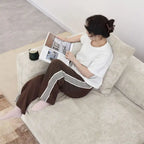 Grand canapé modulaire sectionnel en velours côtelé, en forme de U, 4 places avec 2 poufs et 5 oreillers