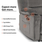 Causeuse inclinable électrique MCombo avec fonction chauffage et massage, en tissu PR648