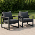 Set of 2 outdoor garden armchairs in grey aluminium with polyester cushions