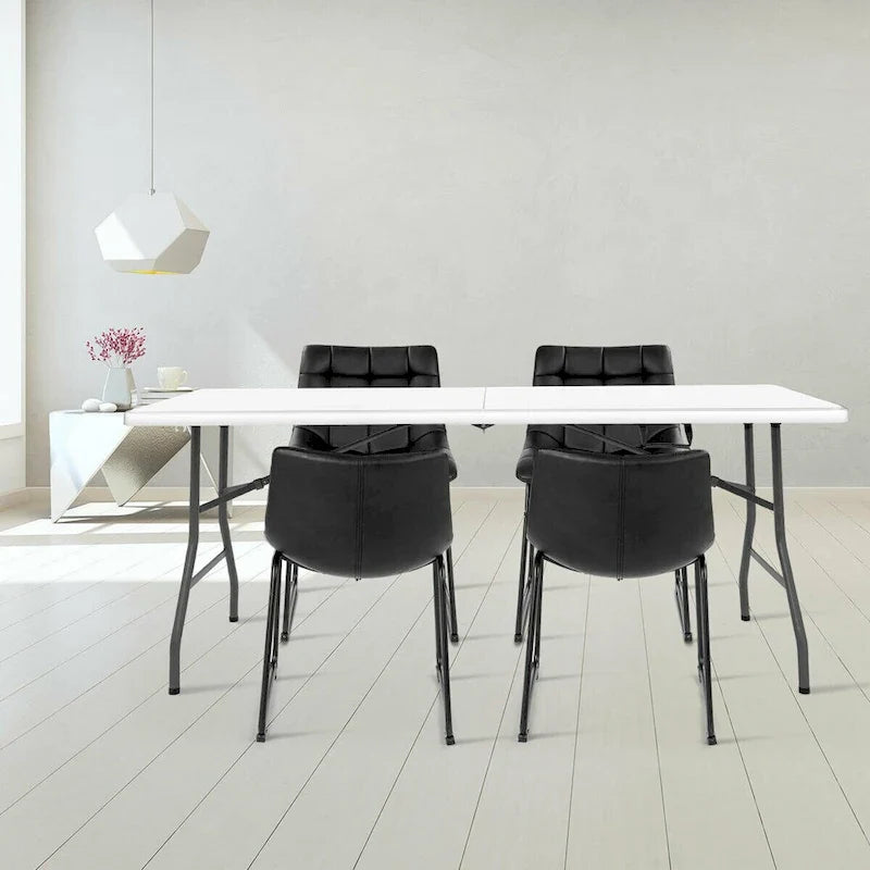 Costway Table pliante 6 pieds Portable Plastique Intérieur Extérieur Pique-nique Fête