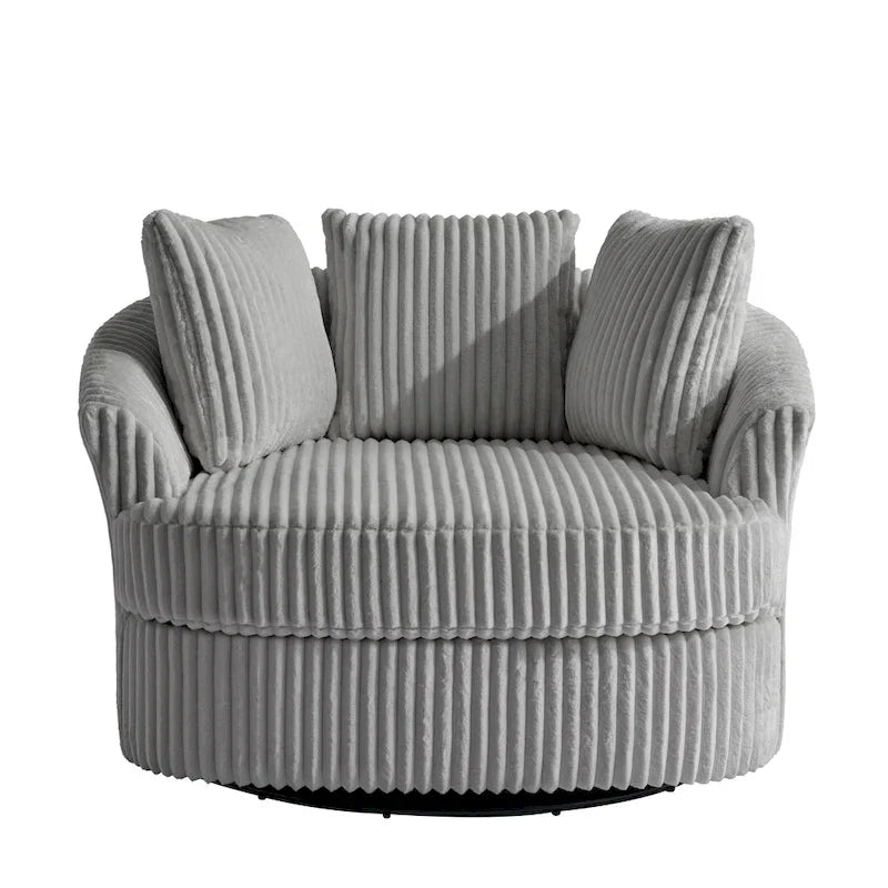 DREAMSIDEA Lot de 2 fauteuils pivotants recouverts de tissu, accoudoirs encastrés