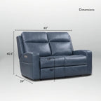 Causeuse inclinable électrique en cuir véritable avec espace de rangement et port de charge USB pour salon