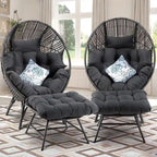 FINCATI Fauteuil Œuf d'intérieur, Fauteuil Œuf d'extérieur 200 kg, Fauteuil Œuf surdimensionné avec pouf, Fauteuil Œuf de luxe confortable avec repose-pieds