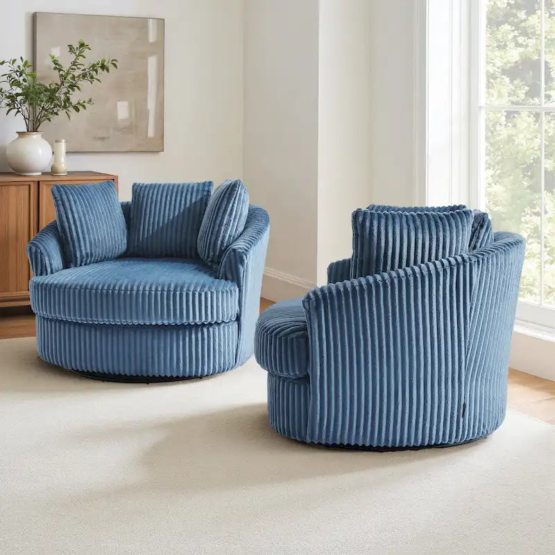 DREAMSIDEA Lot de 2 fauteuils pivotants recouverts de tissu, accoudoirs encastrés