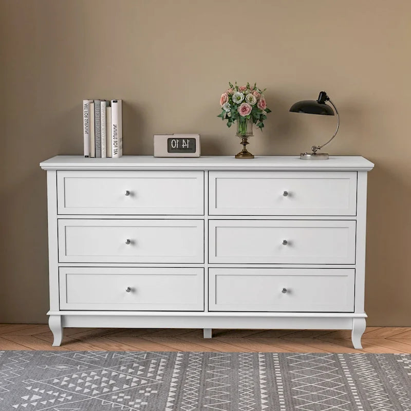 Commode de chambre à coucher en bois à 6 tiroirs profonds