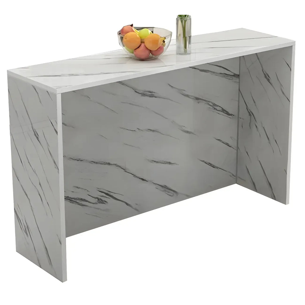 Table de bar longue rectangulaire blanche en bois pour salon