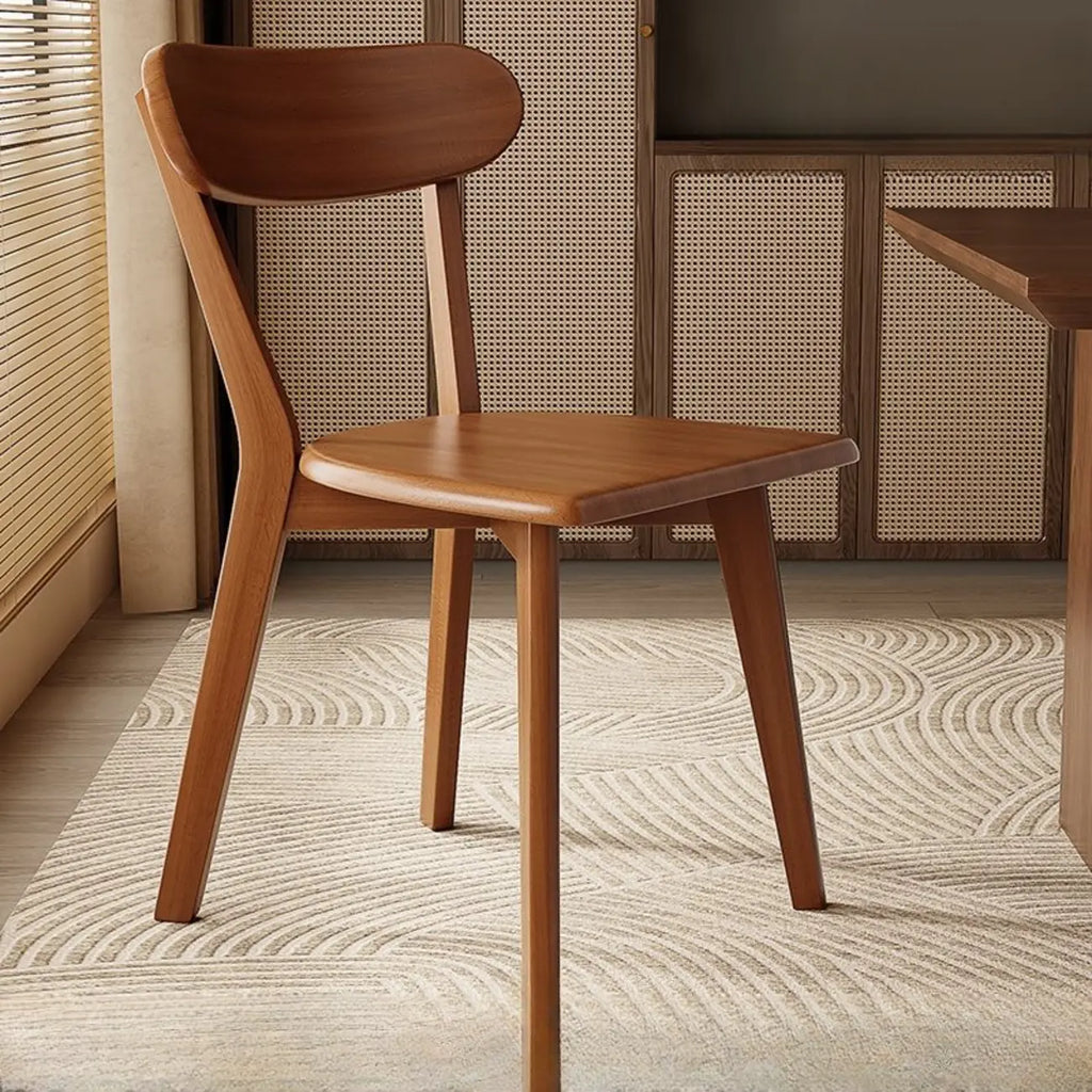 Chaise de salle à manger moderne sans accoudoirs, en bois, à dossier bas et ouvert
