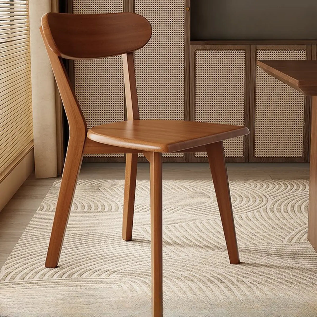 Chaise de salle à manger moderne sans accoudoirs, en bois, à dossier bas et ouvert