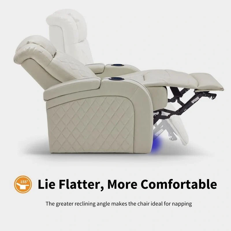 Fauteuil inclinable électrique MCombo avec appuie-tête réglable, siège de cinéma maison à deux moteurs avec port USB, cuir respirant HTS411