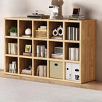 Bibliothèque moderne horizontale en bois à 8 cubes, finition naturelle