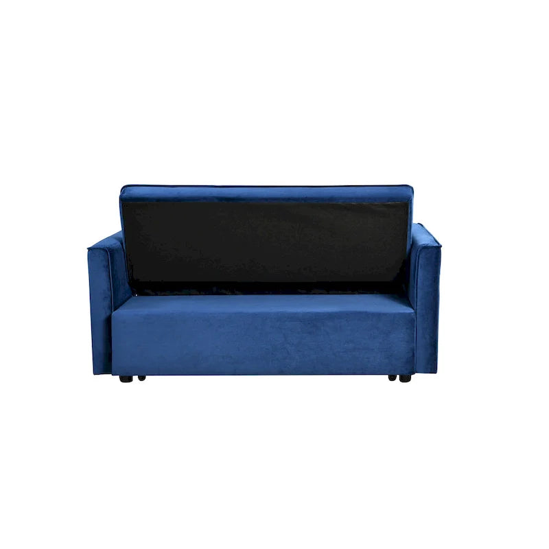 Causeuse futon moderne en velours avec dossier inclinable et poches, 2 places — Gris foncé / Gris clair / Bleu / Noir