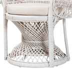 Chaise paon Kallima de style bohème moderne en rotin naturel blanc