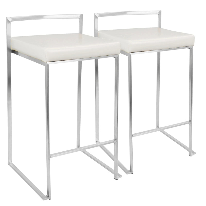 Tabouret de comptoir Silver Orchid Forrest en acier inoxydable empilable et entièrement soudé (lot de 2)