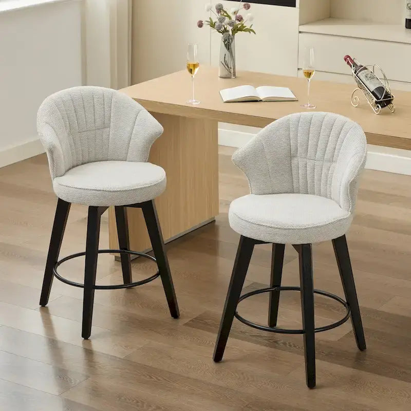 Lot de 2 tabourets de bar pivotants, chaises de salle à manger rembourrées avec large dossier, chaises de hauteur comptoir avec pieds en métal