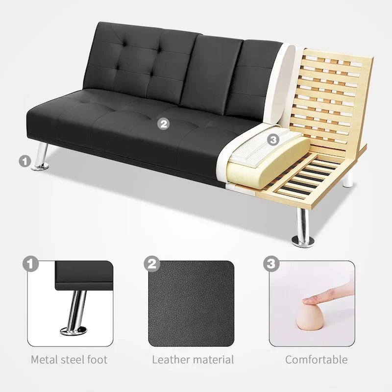 Canapé Futon Convertible Homall avec Porte-gobelets et Oreillers