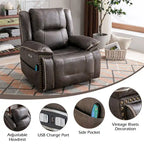 Fauteuil releveur confortable avec massage chauffant, porte-gobelet et port USB
