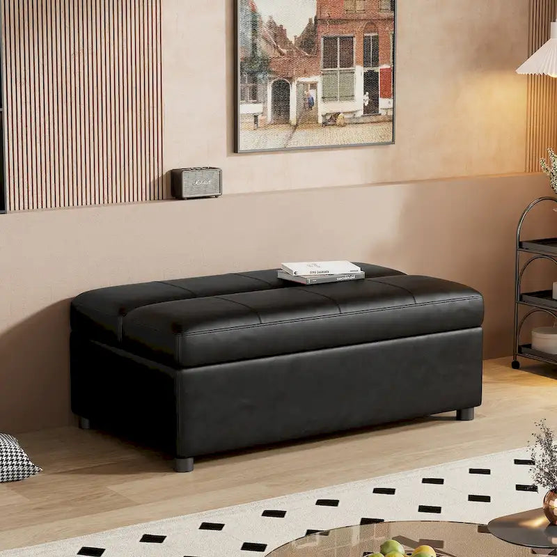 Lit d'appoint pliable ottoman convertible Twin Size avec matelas, canapé-lit rembourré en PU
