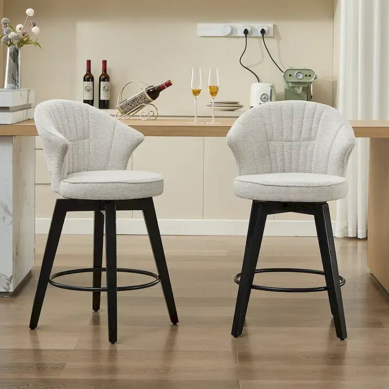 Lot de 2 tabourets de bar pivotants, chaises de salle à manger rembourrées avec large dossier, chaises de hauteur comptoir avec pieds en métal