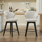 Lot de 2 tabourets de bar pivotants, chaises de salle à manger rembourrées avec large dossier, chaises de hauteur comptoir avec pieds en métal