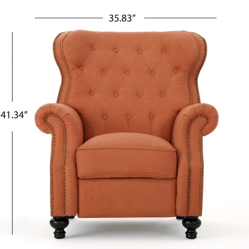 Fauteuil inclinable en tissu touffeté Walder avec têtes de clous par Christopher Knight Home