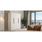 Armoire moderne autoportante en bois massif avec étagères de rangement