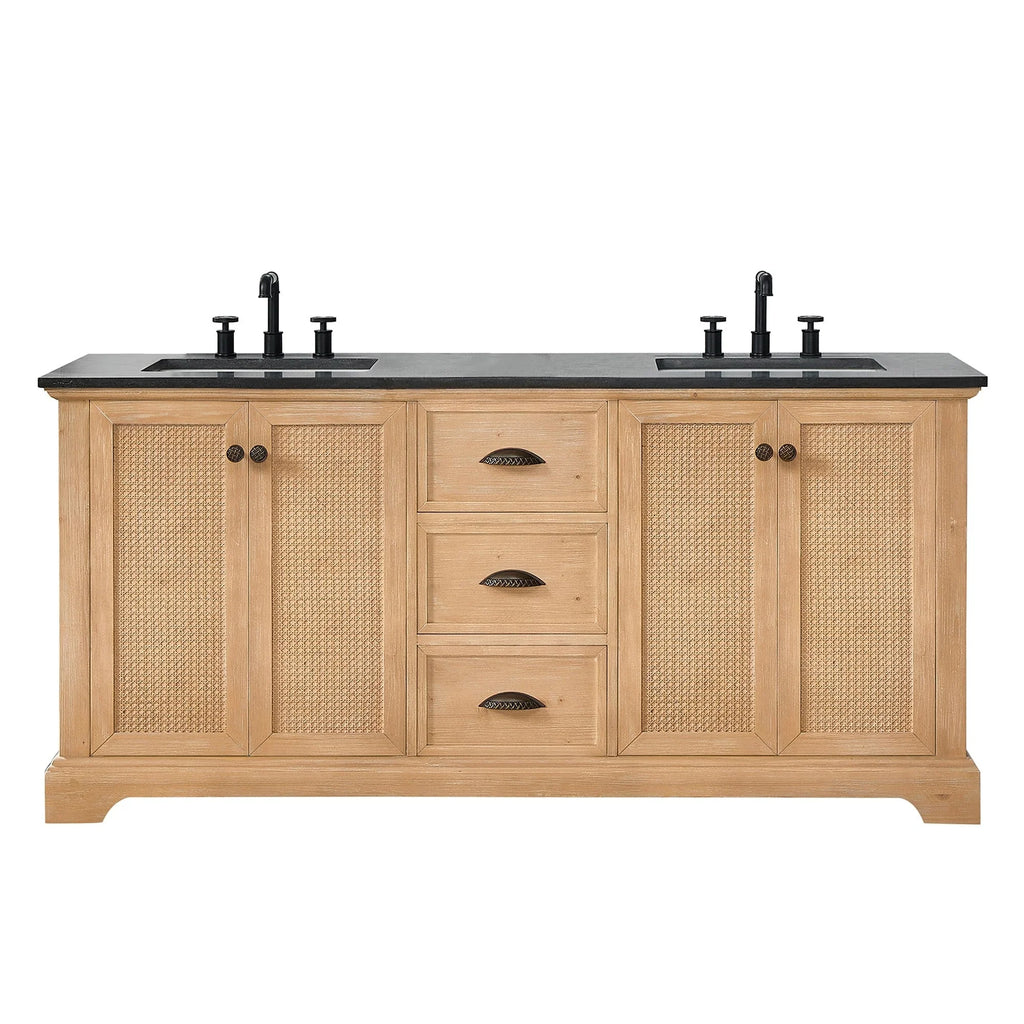 Meuble sous-vasque Hervas avec plateau en marbre naturel, sans miroir