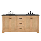 Meuble sous-vasque Hervas avec plateau en marbre naturel, sans miroir