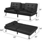 Canapé Futon Convertible Homall avec Porte-gobelets et Oreillers