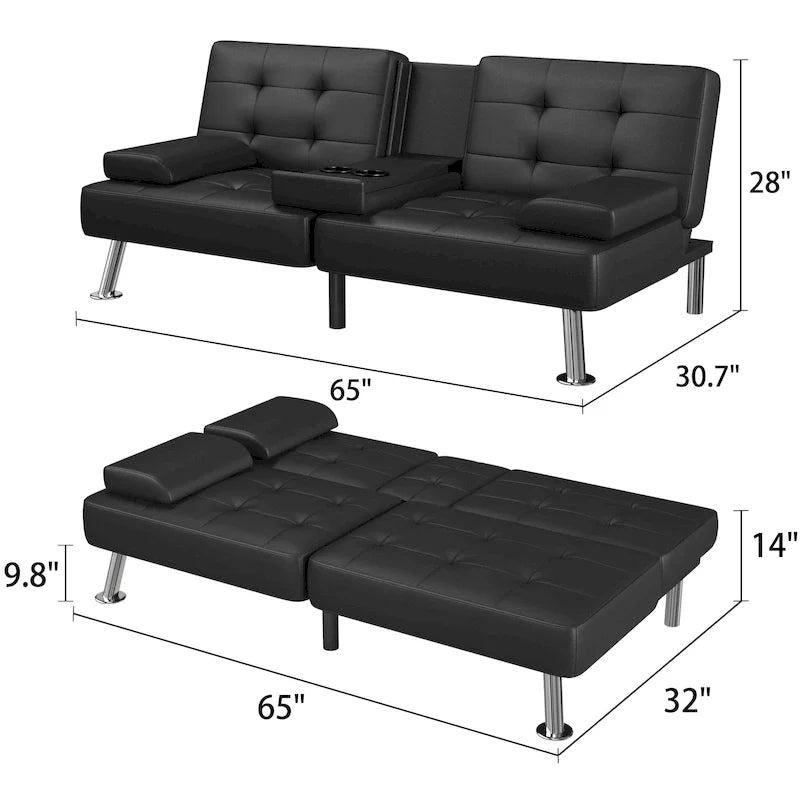 Canapé Futon Convertible Homall avec Porte-gobelets et Oreillers