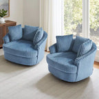 DREAMSIDEA Lot de 2 fauteuils pivotants recouverts de tissu, accoudoirs encastrés