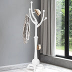Porte-manteau sur pied en bois d'hévéa à motif de branches d'arbre avec 8 crochets - 24,5 l x 70,87 h