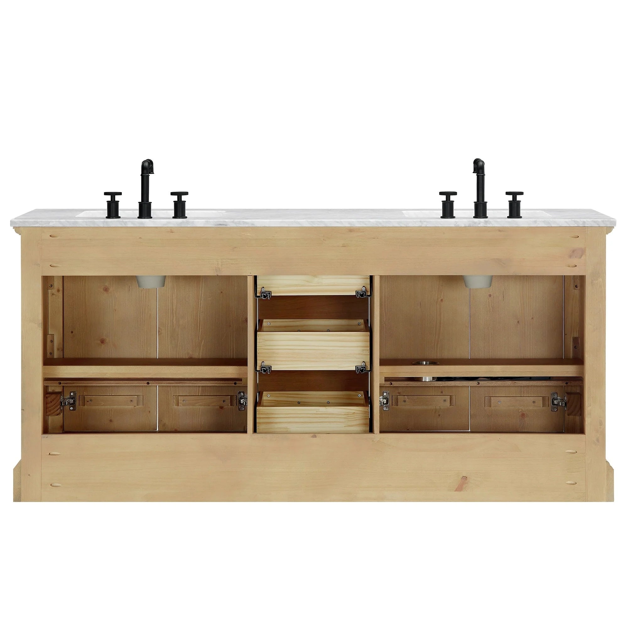 Meuble sous-vasque Hervas avec plateau en marbre naturel, sans miroir